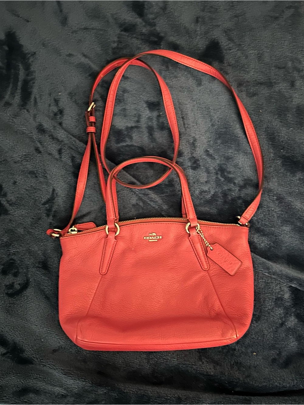 Coach Kelsey F3667 Pebbled Leather Crossbody Satchel - Dark Pink